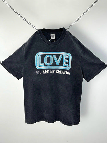 Men Vintage T-Shirts Saint "YOU ARE MY CREATION" Washed Distressed T-Shirts