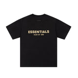 Fog Essentials T Shirts Spring/Summer FOG Season 9 Double Line Flocking Letter V-Neck Short Sleeves