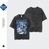 Jesus Is King T Shirt Artie Men's Clothing High Street Fashion Brand Vintage Print Men's Short-Sleeved T-shirt Dark Wash