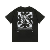 Off White T Shirts OW Dragon Arrow Pattern Crew Neck Pullover Short Sleeves
