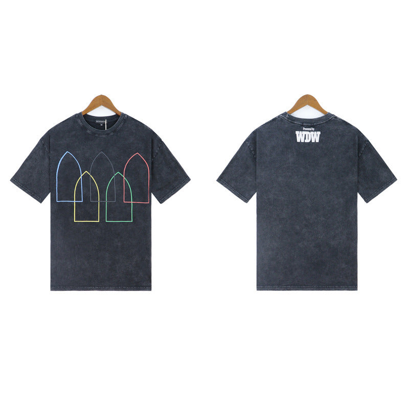Who Decided War T Shirts Who Decided War Washing Water Old High Street Loose Short Sleeves Half Sleeves