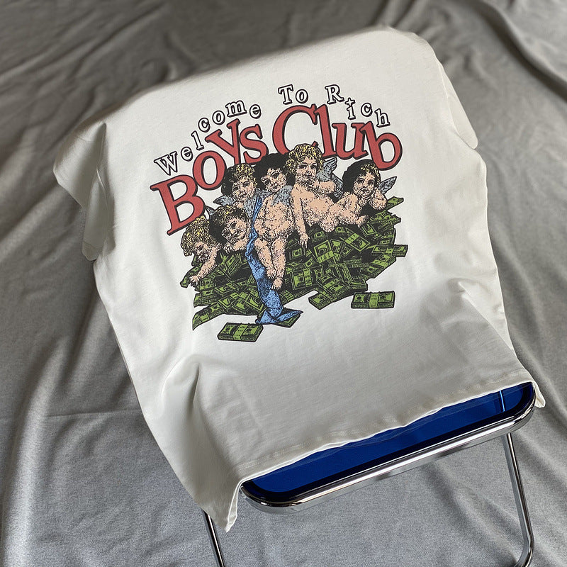 Men Vintage T-Shirts vintage short-sleeved Ouyang Nana rich club casual T-shirt