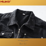 MIJKO Mens Jacket Unisex Mainstream Fashion Denim Jacket