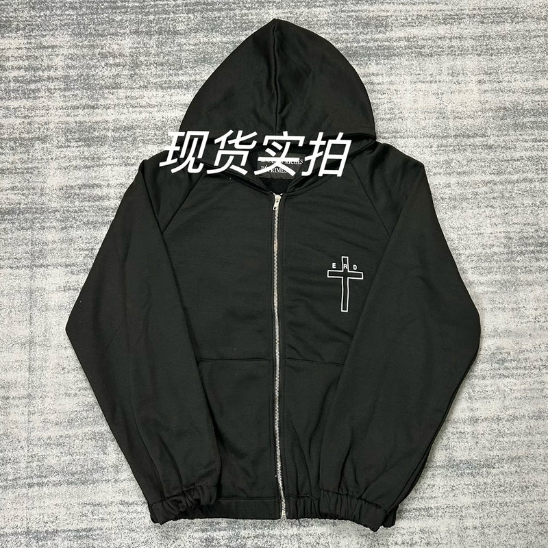 ERD Hoodie Zipper Sweater Loose-Fitting Hoodie Cotton