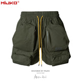 MIJKO Men Shorts 3D Pockets Drawstring Casual Shorts