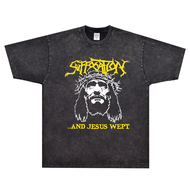 Rock Star T Shirt Suffocation and Jesus Wept T-shirt Rock Band American Style Loose Vintage Short Sleeve