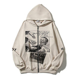 Cardigan Baseball Jacket Autumn and Winter Letter Vintage Print Zipper Cardigan Hoodie