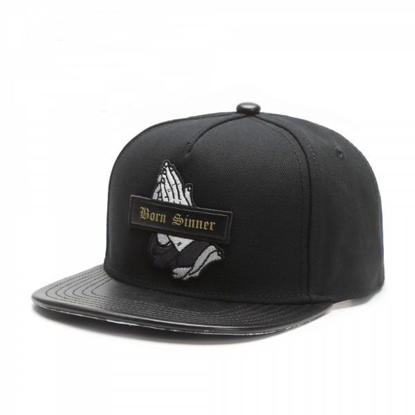 Trendy flat brimmed hat sinner cap black prayer