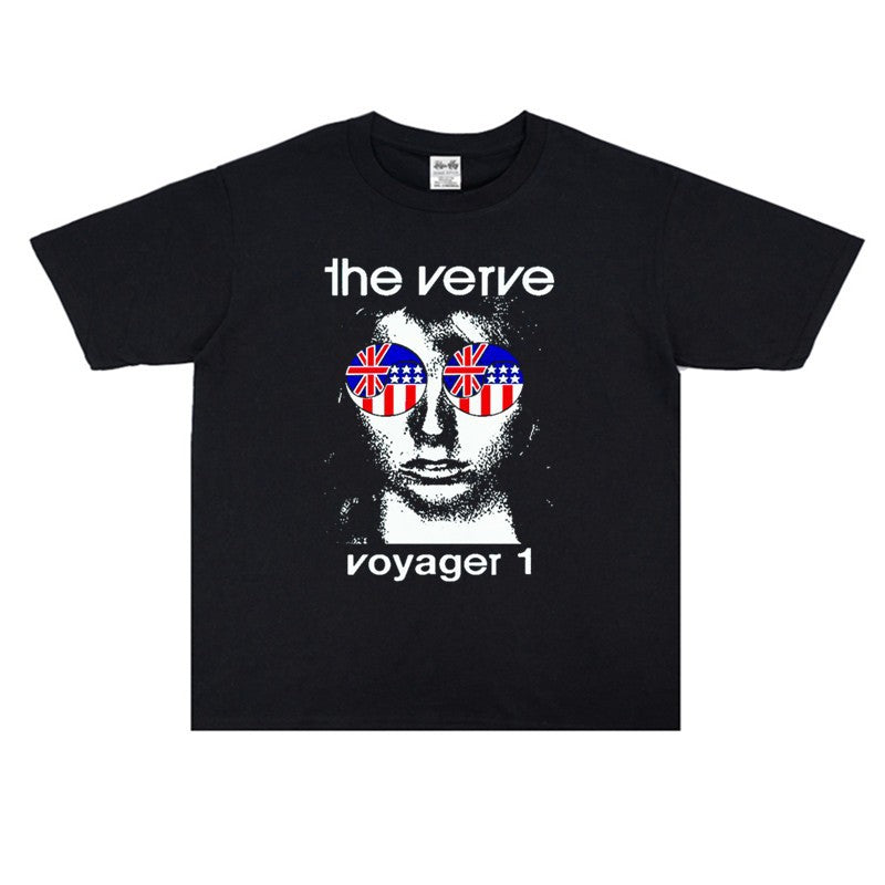 Rock Star T Shirt Charm Band Printed T-shirt Short Sleeve Cotton Men and Women Loose