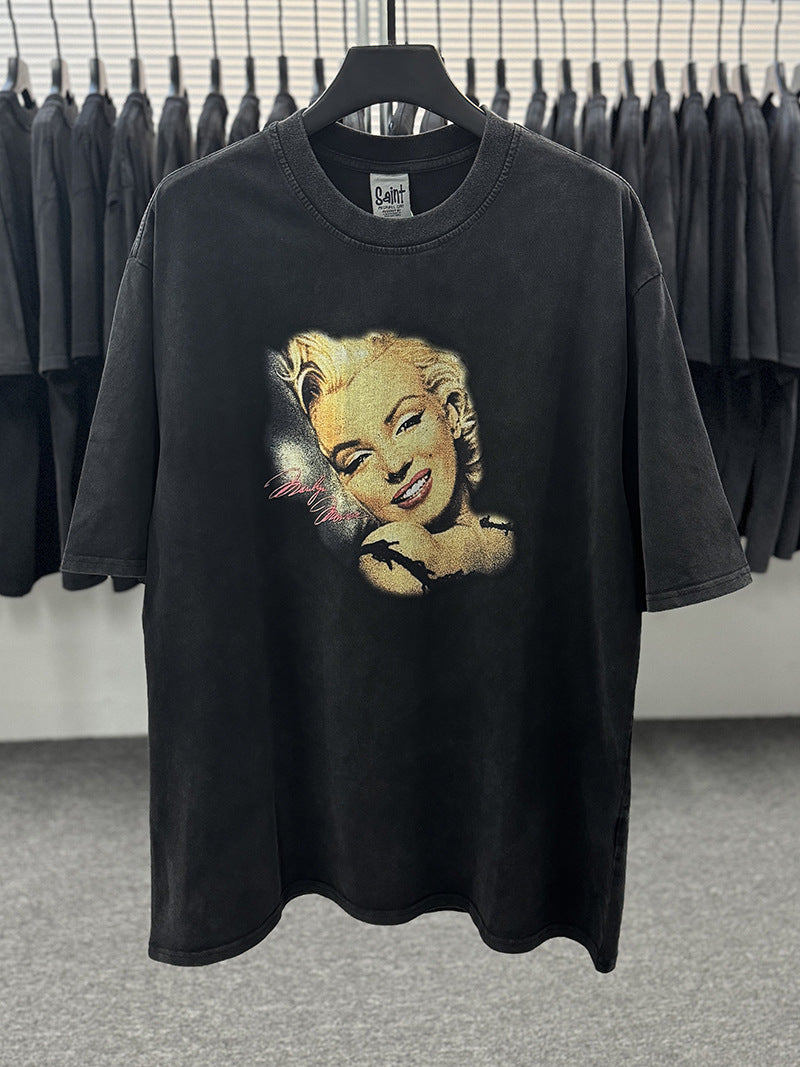 Men Vintage T-Shirts "Marilyn Monroe" Saint Michael Acid Washed T-Shirt
