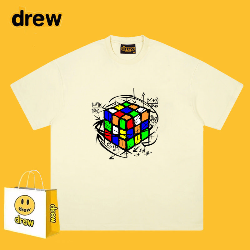 Drew T Shirts Short Sleeve Cube Graffiti Printing