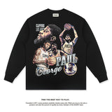 Nba Long Sleeved Shirt Paul George Clippers Autumn and Winter Long Sleeve T-shirt Men's and Women's Loose Top