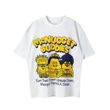 Men Vintage T-Shirts vintageM French Fries Cartoon Print Short Sleeve Loose Casual