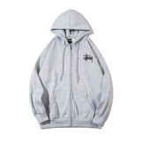 Stussy Hoodie Embroidered Fleece Fashion Cardigan Zip Hoodie