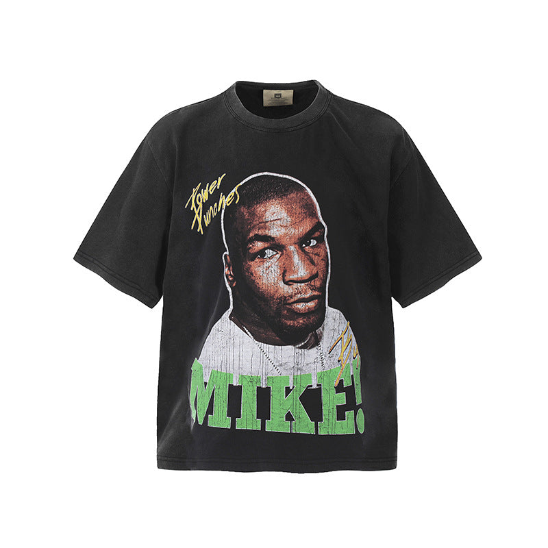 Men Vintage T-Shirts Saint "Mike Tyson" Boxing Champion Washed Distressed T-Shirts