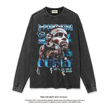 Nba Long Sleeved Shirt Autumn and Winter Curry Printed Long Sleeve T-shirt Loose Heavy Washed