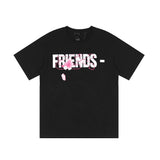 Vlone T Shirts Pink Cherry Blossom Print Male and Female Couples Wear Loose Casual