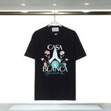 Casablanca T Shirts Meaningful Prints Loose Cotton Tee