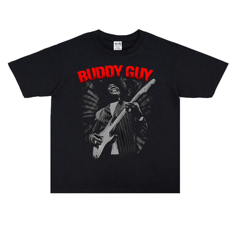 Rock Star T Shirt Bruce King Batty Cover Printed Pure Cotton Loose T-shirt Men's and Women's Fashion Short Sleeve