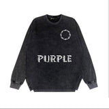 Purple Brand Distressed Long Sleeve Shirt Fashion Distressed Loose Long-sleeved Top