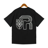 Rhude T Shirt Micro Label Letter Logo Line Pattern Short Sleeve T-Shirt Loose