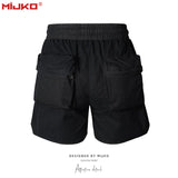 MIJKO Men Shorts 3D Pockets Drawstring Casual Shorts