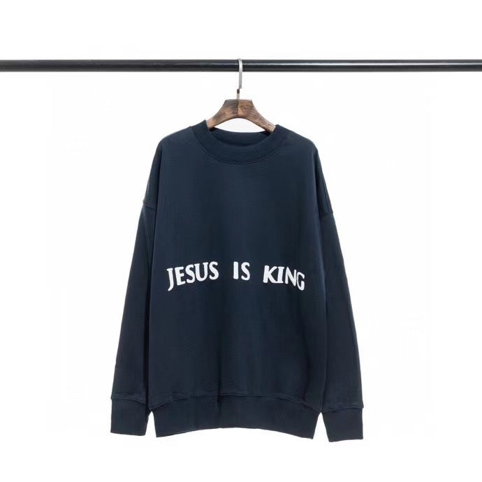 Jesus Is King Sweater Fog High Street Style Loose Long Sleeve Puff Print Sweatshirt