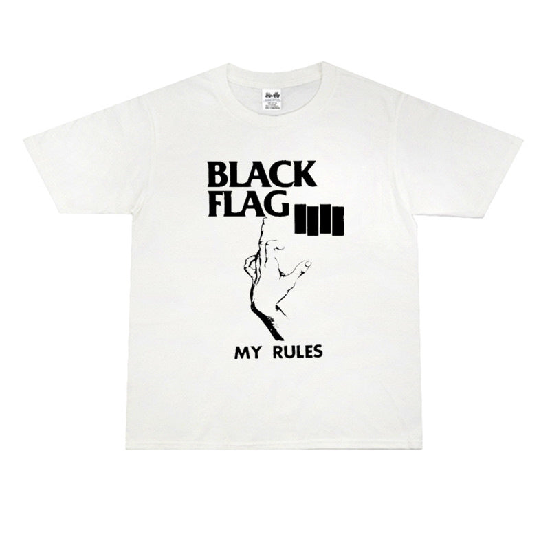 Rock Star T Shirt Punk Rock Black Absorbance Cloth Band Print Loose Cool T-shirt Short Sleeve Men and Women
