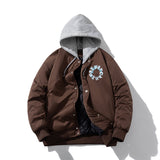 Men Vintage Jackets Stand-up Collar Embroidered Baseball Clothing Single-breasted Cotton Clothing