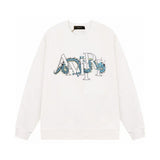 Amiri Sweatshirt Autumn/Winter AMI Blue Dragon Letter Pattern Crew Neck Pullover Sweater