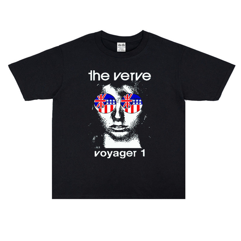 Rock Star T Shirt Charm Band Printed T-shirt Short Sleeve Cotton Men and Women Loose