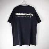 Men Vintage T-Shirts Short Sleeve German Chariot Rammstein Band Washed Old Vintage T-Shirt