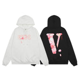 Vlone Hoodie Autumn and Winter Flowers Big V Letter Pullover Hooded