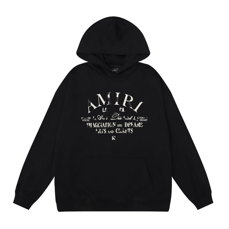 Amiri Hoodie Letter Print Hooded Sweater Loose Men and Women