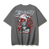 Off White T Shirts Cartoon Arrow Pattern Crew Neck Pullover Short Sleeves