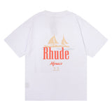 Rhude T Shirt Los Angeles RHUDE Sailing Letter Print Short Sleeve T-Shirt