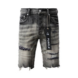 Purple Brand Denim Shorts High Street Black Ripped Patch