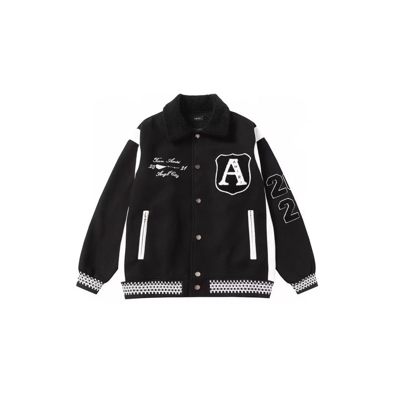 Amiri Jacket AMI Embroidered Casual Long Sleeve Baseball Uniform for Men and Women