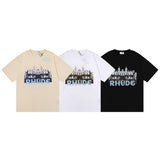 Rhude T Shirt Alphabet Castle Print Short Sleeve T-Shirt