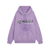 Sp5der Hoodie & Sweatpants 2 Piece Set Spider Web Stereo Printing plus Velvet