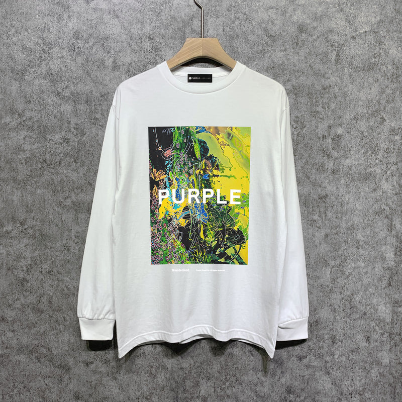 Purple Brand Long Sleeve T-Shirt Fashion Loose Long Sleeve Top