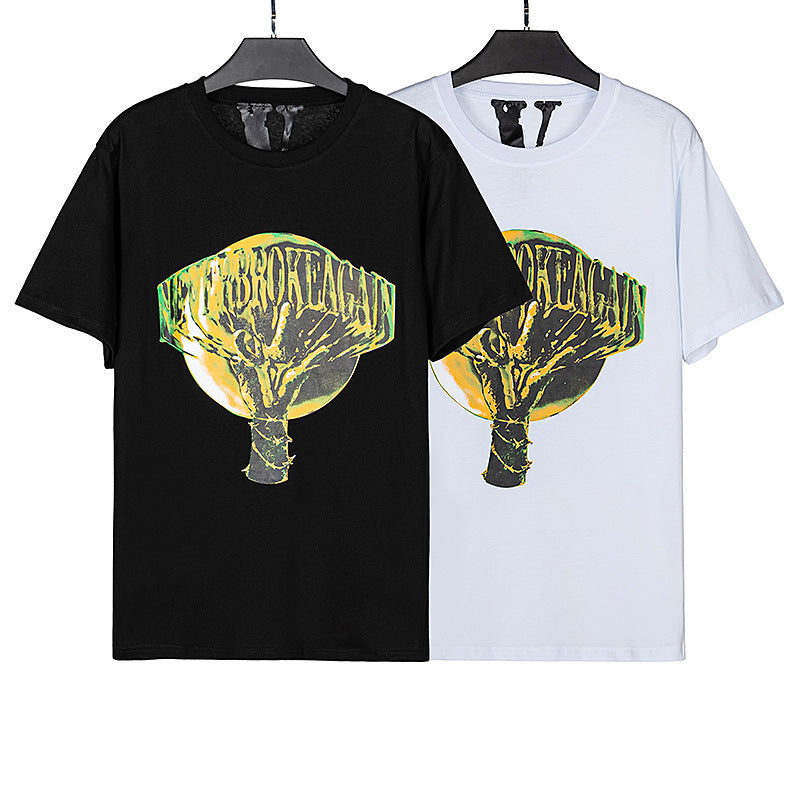 Vlone T Shirts Fashion Brand Summer High Street Men's and Women's T-shirt American Street Loose