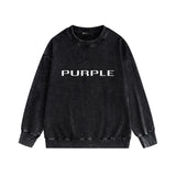 Purple Brand Distressed Sweatshirt Retro Vintage Crew Neck Sweater