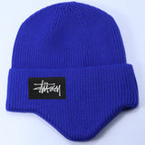 Stussy Hat Winter Knitted Hat Men's and Women's Warm Ear Protector Outdoor Wool Hat