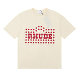 Rhude T Shirt Alphabet Coconut Racing Pattern Short Sleeve T-Shirt