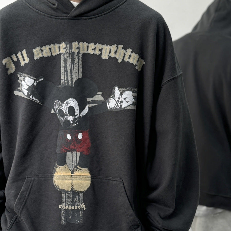 Mens Vintage T-Shirts vintage spoof Mickey print loose