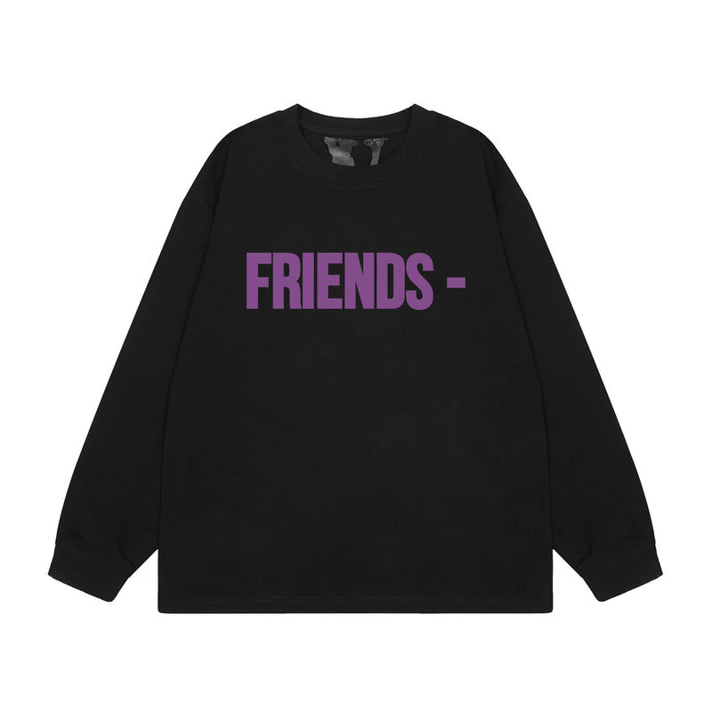 Vlone Sweatshirts Autumn and Winter Purple Big V Letter Crew Neck