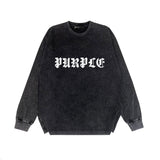 Purple Brand Distressed Long Sleeve Shirt Fashion Distressed Loose Long-sleeved Top