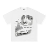 Vintage T-shirts Printed Short Sleeve T-Shirt Cotton White Loose T-Shirt