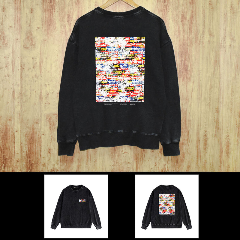 Purple Brand Distressed Sweatshirt Retro Vintage Crew Neck Sweater
